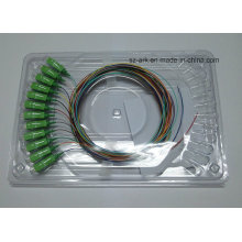 12 coloridos 0.9mm cabo de fibra óptica com conector SC / APC